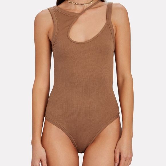 ALIX NYC ALLEN ASYMMETRICAL Rib Knit Bodysuit Size M - Picture 1 of 6